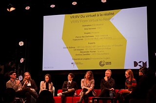 DCM aux RIDM en novembre 2018 : Panel sur les nouvelles frontières de la réalité virtuelle, lors d'un retour d'expérience en coulisses.