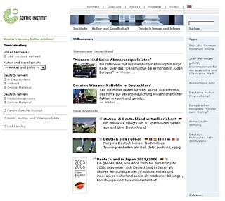 Zehn Jahre goethe.de: Die Homepage im Jahre 2004