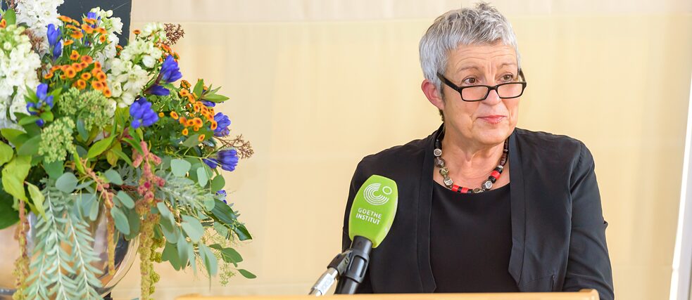 September 2021, Festrede von Carola Lentz, Präsidentin des Goethe-Instituts, zur Eröffnung des neuen Institutsgebäudes.