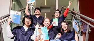 Budding young doctors from Mexico with their German books