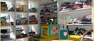 The children's stuff area in the free store Greifswald