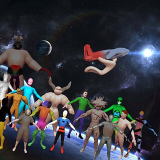 Avatar group picture – result of the workshop with the Fabmobil art and design lab