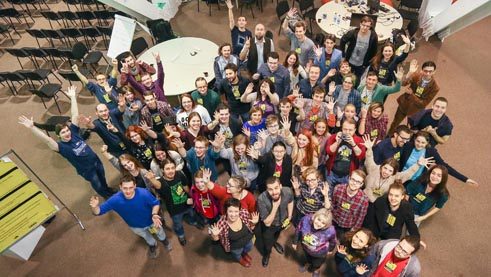 Participants in the game jam in Novosibirsk. 