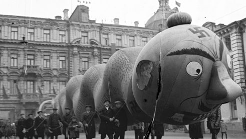 Moscow, 1934, inflatable caterpillar for the celebration of the 17th anniversary of the October Revolution. From the archives of Artúr van Balen.