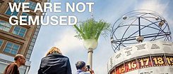 Werbeposter für Berlins Stand-Up-Comedyshow 'We Are Not Gemüsed'.