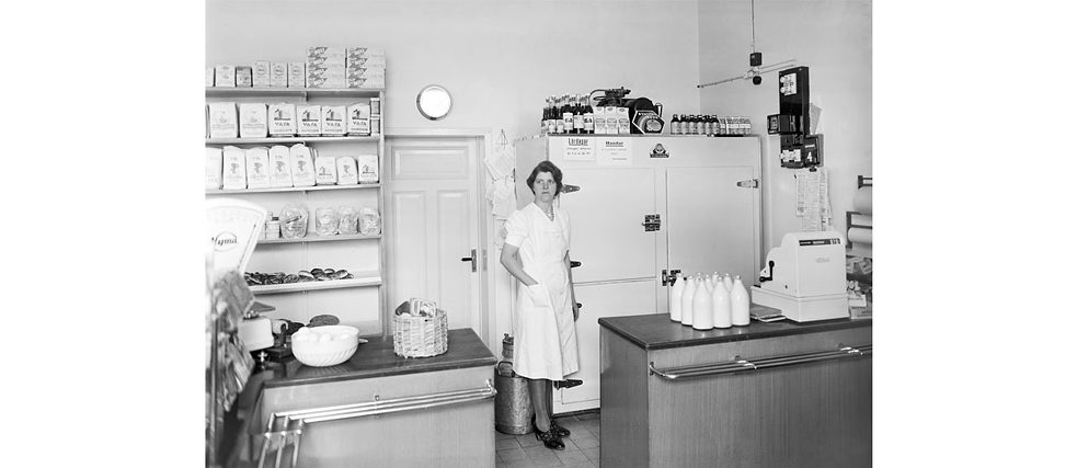 Obchod s mlékem v Uppsale, rok 1944