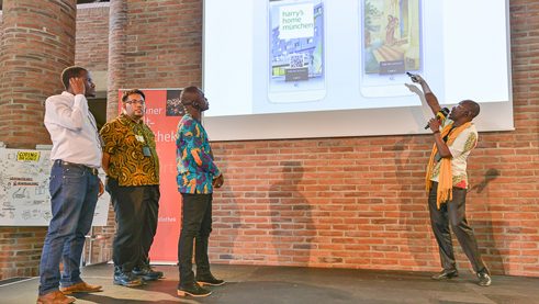 “Book, pledge and be artsy” is the motto of the newly designed Musel app by Kofi Sika Latzoo, Kouassi Junior Attreman, Dharwis Widya Utama Yacob and Emmanuel Thomas Malongo (from right to left)