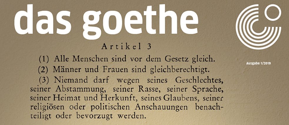The latest issue of das goethe is devoted to the theme of "Cultures of Equality"