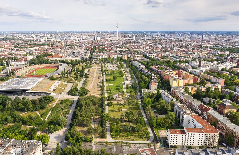 Mauerpark aerial shot in 2020