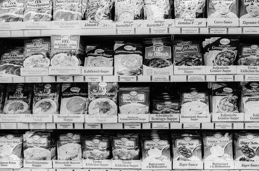 Nadbytek polévek: Pro některé východní Němce byl výběr v západoněmeckých supermarketech ohromující. 