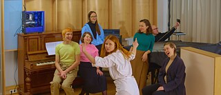 Holly Herndon and band, ahead of the launch of her album Proto