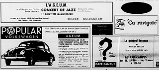 Advertisement for the concert, published in the newspaper Quartier Latin 