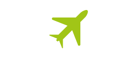 icone verde de avião represetando viagem