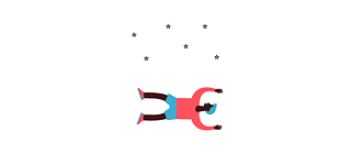 Illustration: A reclining person, stars above