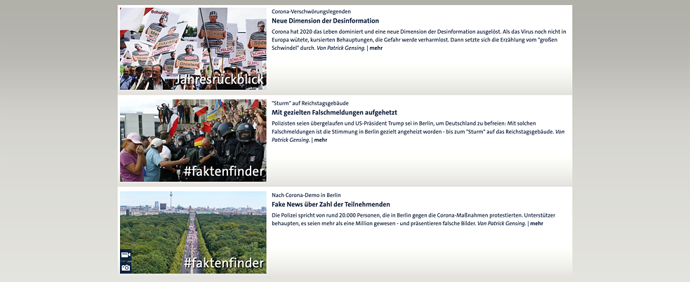 Zrzut ekranu strony internetowej ARD-faktenfinder.