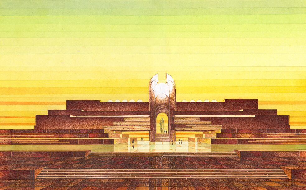 Wettbewerbsprojekt für das Lenin-Museum in Duschanbe, Architekt: J. Parchow // 1980er Jahre