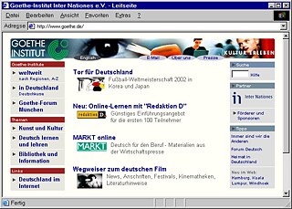 Fußball, deutsche Sprache und deutscher Film: Die Homepage im Jahr 2002. 