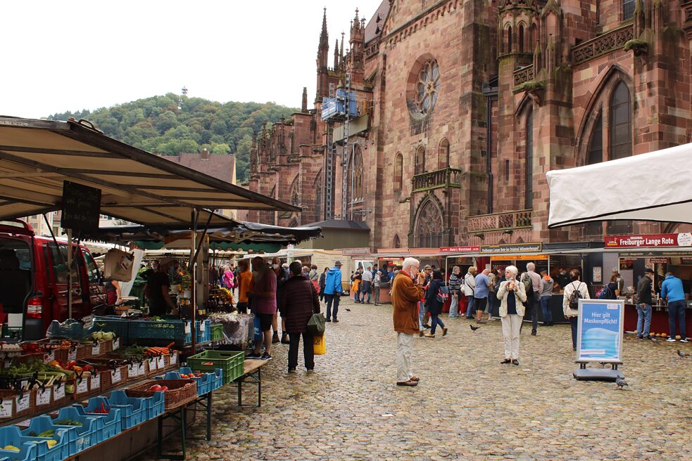 Il mercato di Münsterplatz, davanti alla cattedrale 