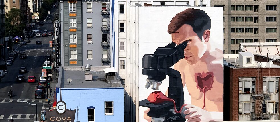 « Self Consuming Self » de  BiP, sur Larkin Street entre Ellis & Eddy au San Francisco