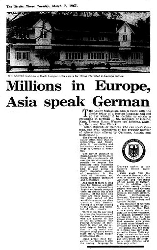 1967 The Goethe-Institut Malaysia, the most important contact point for all those who want to learn German and are interested in German culture. 