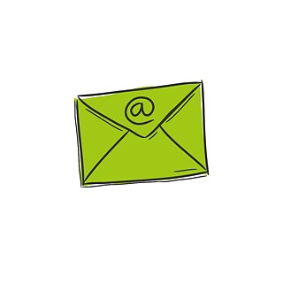 A green envelope with the @ symbol