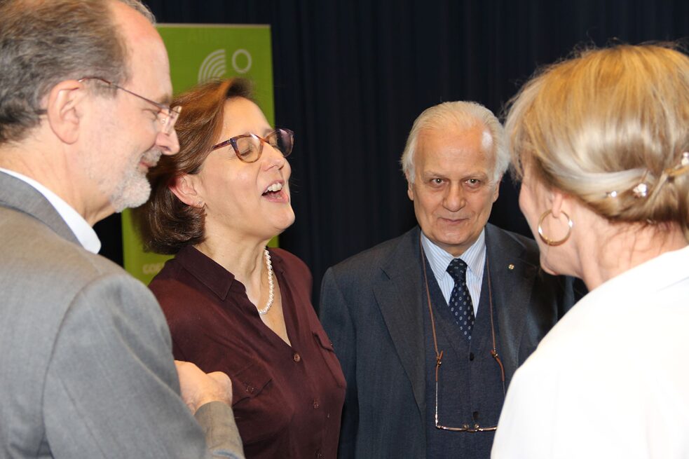 Joachim Bernauer (Länderleiter Goethe-Institut Italien), Gianna Fregonara (Corriere della Sera), Mario Rusconi (ANP)