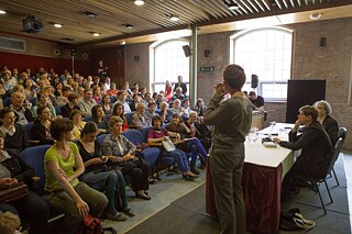 Daniel Kehlmann im Gespräch mit András Forgách auf dem Budapester Buchfestival 2015.