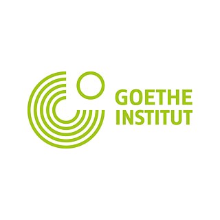 Logo Goethe-Institut in Weiß und Goethe-Institut Grün in Form einer Kreis-Grafik und des Schriftzuges „Goethe-Institut“ 