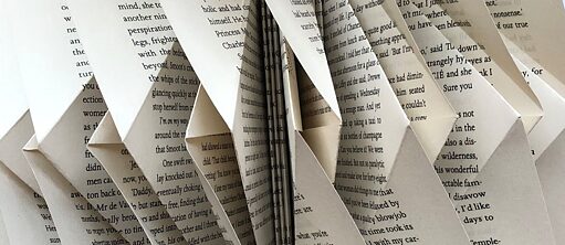 Folded pages of a book