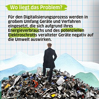 Für den Digitalisierungsprozess werden in großem Umfang Geräte und Verfahren eingesetzt, die sich aufgrund ihres Energieverbrauchs und des potenziellen Elektroschrotts veralteter Geräte negativ auf die Umwelt auswirken.  