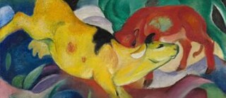 Kühe, rot, grün, gelb by Franz Marc