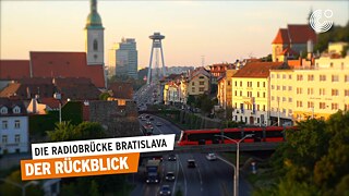 Radio Bridge Bratislava 2023 - the review with the Bratislava skyline in the background.