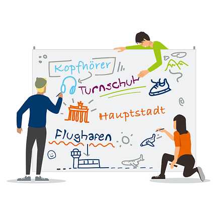 Illustration: Kinder an einem Whiteboard