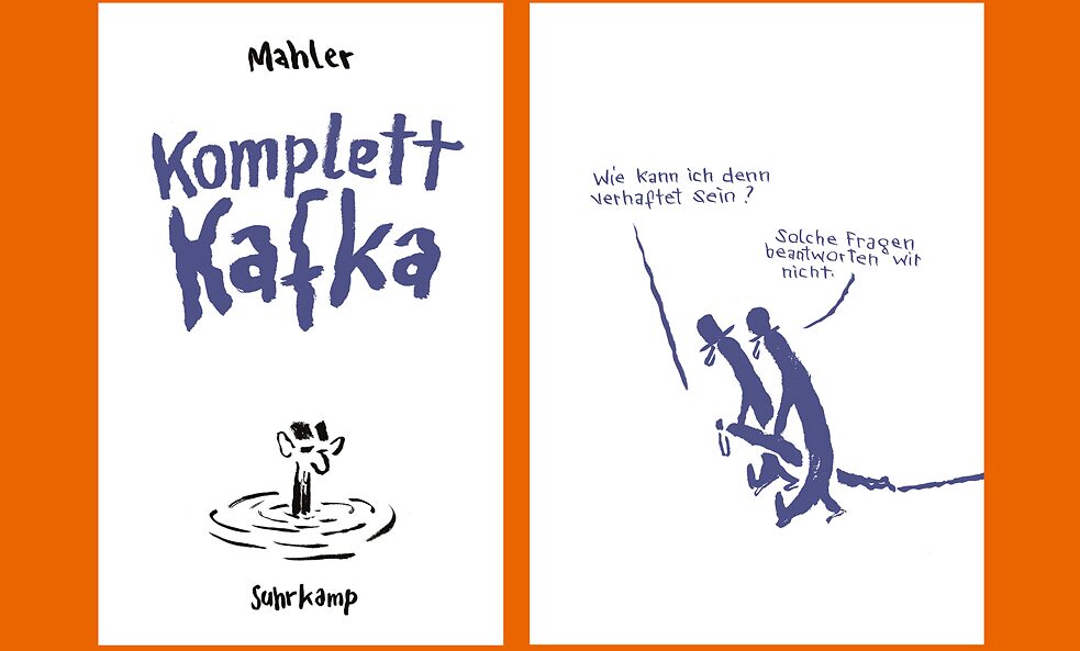 Cover von "Komplett Kafka" und Zeichnung zu "Der Prozess"