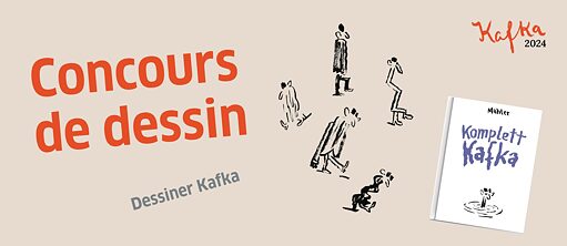 Six portraits minimalistes et humoristiques noir et blanc de Franz Kafka illustrant ses difficultés à s’habiller correctement, par Nicolas Mahler