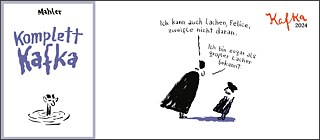 Dessin minimaliste noir et blanc de Kafka sortant la tête de l’eau, par Nicolas Mahler