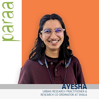 Ayesha ist Urban Research Practitioner bei Paraa und leitet die Forschungskoordination bei Shala (Neighbourhood Art Space). Ayesha interessiert sich für die Mechanismen von Globalisierung und Urbanisierung, postkoloniale und queer-feministische Stadtforschung sowie die Gestaltung von Orten. Ayesha begann, die dynamischen soziokulturellen Nuancen zu studieren, die städtischen Umgebungen innewohnen, nachdem sie versucht hatte, sich in Dhaka zurechtzufinden.