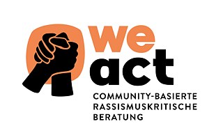 weact-logo with text: ''Community-based racism-critical counselling'' © © Goethe weact-logo