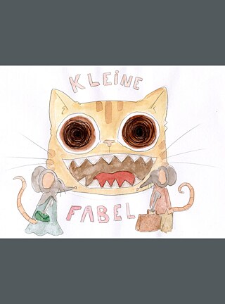 Illustration einer Kafka-Fabel über eine Katze und Mäuse in sehr sanften Tönen