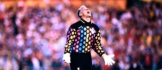Danish goalkeeper Peter Schmeichel celebrates after winning the final against Germany at the 1992 European Football Championships