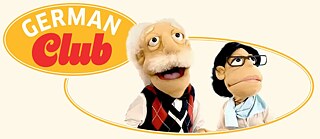 The two Kinderuni puppets in the German Club Logo