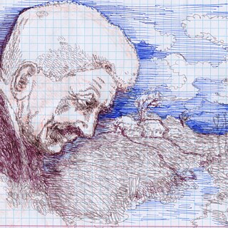 Портрет Альфреда Шпербера (кулькові ручки, шарж)