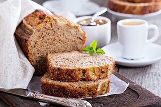 Homemade Banana bread and coffee