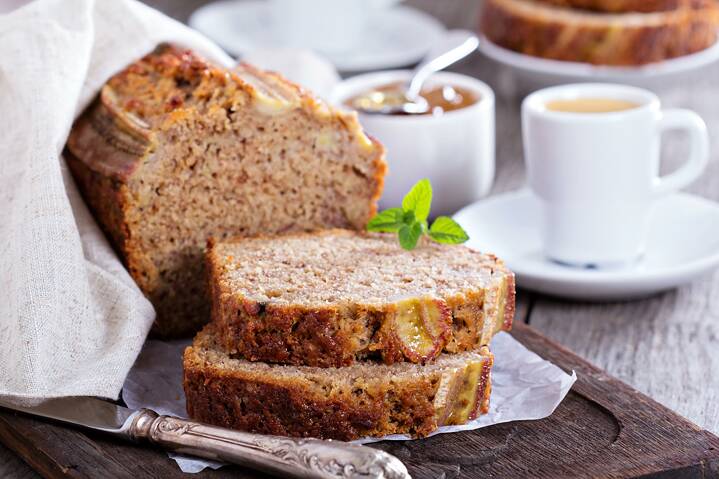 Banana bread fatto in casa col caffè