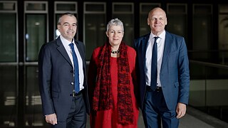 Pictured from left to right: Rainer Pollack, Commercial Director of the Goethe-Institut; Carola Lentz, President of the Goethe-Institut; Johannes Ebert, Secretary General of the Goethe-Institut.