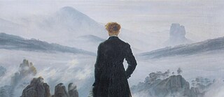 Bild von Caspar David Friedrich, 1817. Ein Wanderer blickt über ein Nebelmeer