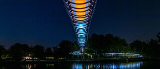 Let there be light! The Slinky bridge illuminated at night. 