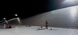 Armin Linke, Ghazi Barotha, hydroelectric scheme, workers praying, Hattian Pakistan 1999