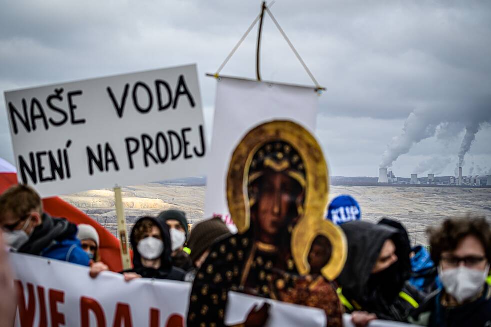 Protest gegen die Erweiterung des Kohlebergbaus Turów in Polen (15.1.2021)