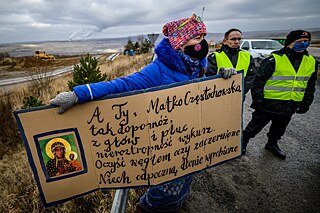 Protest gegen die Erweiterung des Kohlebergbaus Turów in Polen (15.1.2021)